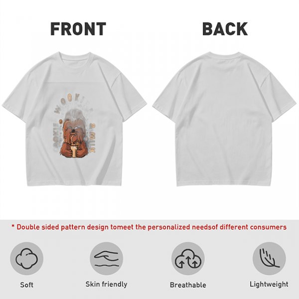 Olive T-Shirt with Chewbacca Drinking Boba Graphic