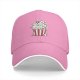 Black baseball cap with cute cat popcorn bucket graphic