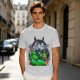 Olive Green T-Shirt with Totoro Nature Landscape Graphic Print