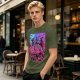 Olive T-Shirt With Neon Cyberpunk Warrior Women Graphic