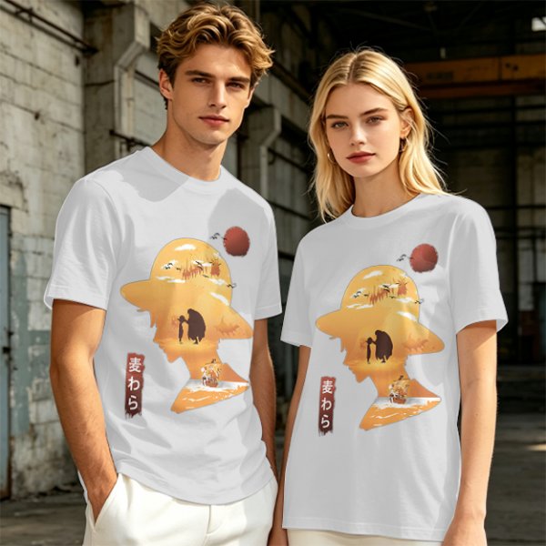 Anime Straw Hat Silhouette Graphic T-Shirt