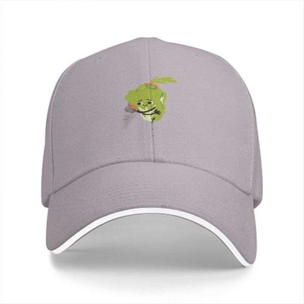Black baseball cap with cute sad vegetable graphic print