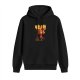 Black hoodie with stylized food-themed graphic print