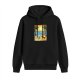 Black Hoodie with Beach Sunset Surfing Animal Graphic Print