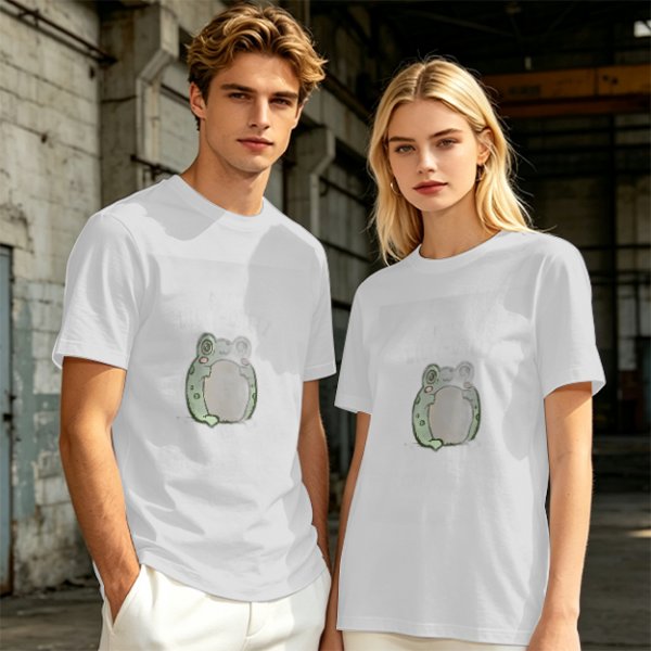 Olive Green T-Shirt With Cute Chubby Frog Graphic Print