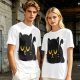 Olive T-Shirt with Relaxed Black Cat Graphic Design