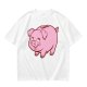 Olive Green T-Shirt With Cute Pink Piggy Bank Graphic Print