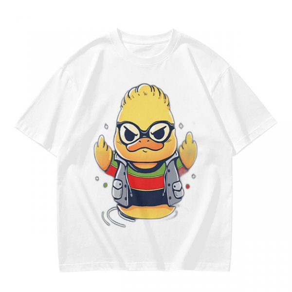 Olive T-shirt with Cool Stylized Duck Graphic Print