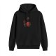 Black hoodie with skeleton holding red orb and 'you' text graphic
