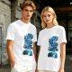 Olive Green T-Shirt with Blue Abstract Graphic Print