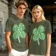 Olive Green T-Shirt With St. Patrick's Day Four-Leaf Clover Art