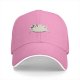 Black baseball cap with a stressed chubby white cat graphic