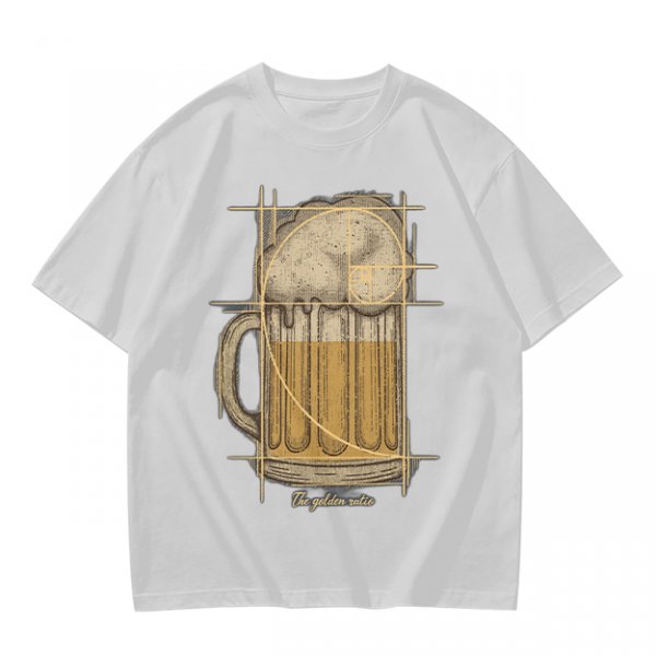 Beer Mug with Golden Ratio Graphic Novelty T-Shirt Print