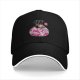 Black baseball cap with a bag of cute pink Kirby characters print