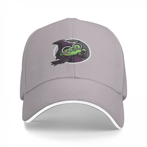 Black Baseball Cap With Cute Witch Frog Graphic Design