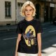 Olive T-shirt with Cartoon Chainsaw Action Character Print