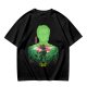 Olive Anime T-Shirt With Samurai Warrior Silhouette Art
