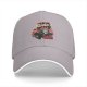 Black baseball cap with devil cat driving flaming car 'Do You Wanna Ride?' print