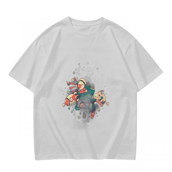 Olive T-Shirt With Whimsical Space Themed Cartoon Print