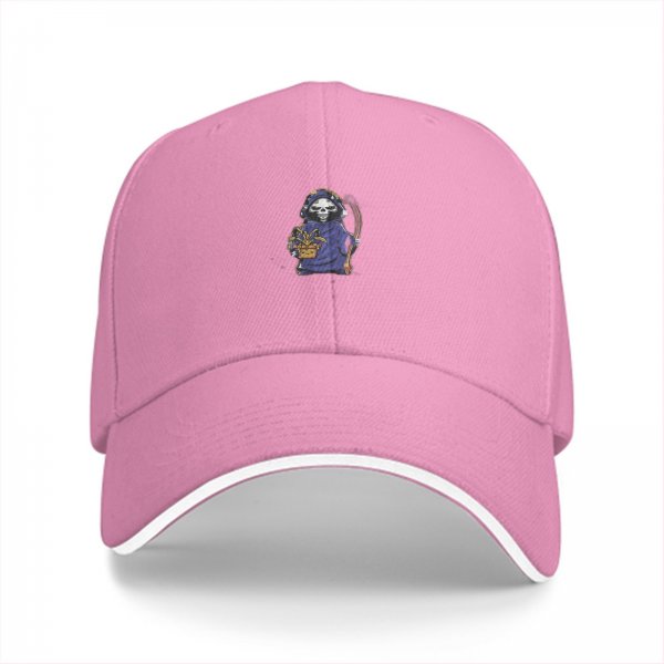 Black Baseball Cap With Cute Grim Reaper Graphic