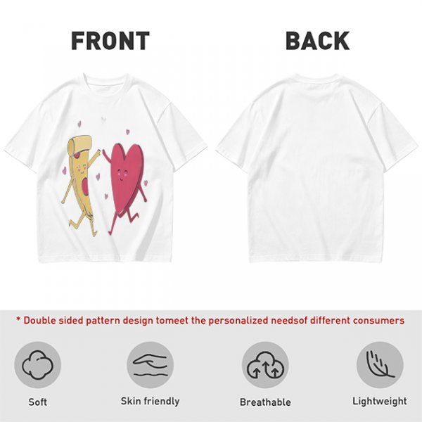 Olive T-Shirt with Dancing Pizza Slice and Heart Graphic