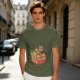 Olive T-shirt with Chibi Anime Characters in Takeout Box