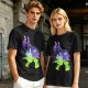 Olive green t-shirt with Maleficent fantasy silhouette graphic