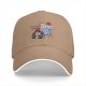Black baseball cap with Forrest Gump ping pong cartoon graphic