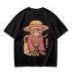 Olive T-Shirt With Monkey In Straw Hat Pirate Print