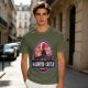 Olive T-Shirt with Haunted Castle Silhouette Graphic Design