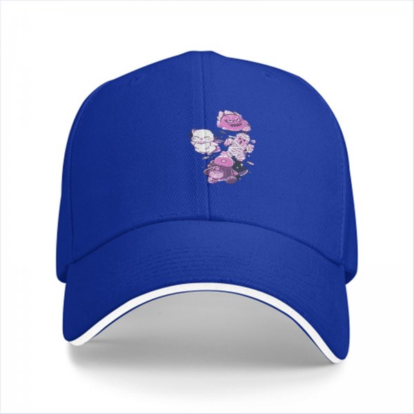 Black Baseball Cap With Cute Halloween Monster Cat Print