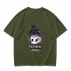 Olive graphic t-shirt with skull tea cup and 'Freaks like me drink tea' text