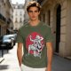 Olive T-shirt with Luffy Gear 5 Sun God Nika Anime Print