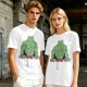 Oversized Army Green T-Shirt With Muscular Frog Lifting Dumbbells Print