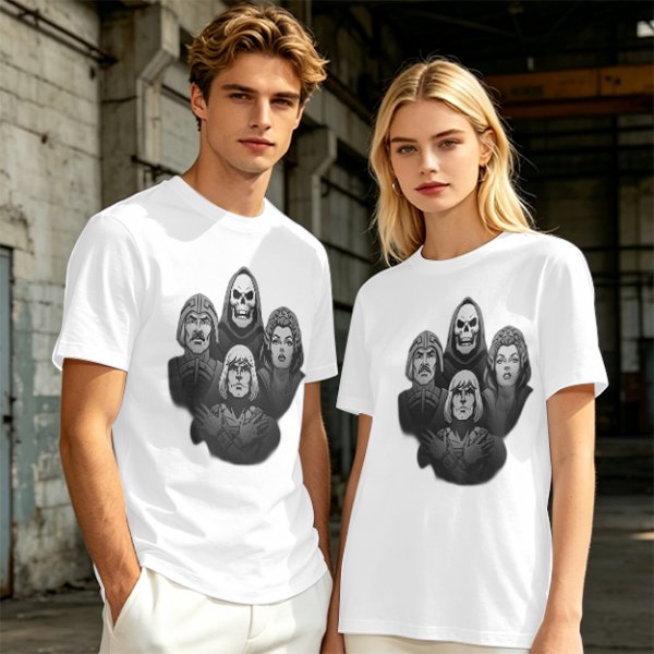 Olive Graphic T-Shirt with Fantasy Character Portraits