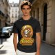 Olive green graphic t-shirt with cute reaper coffee themed print