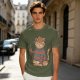 Olive T-Shirt With Freddy Krueger Themed Cat Graphic