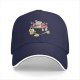 Black baseball cap with cute cartoon character in ramen bowl print
