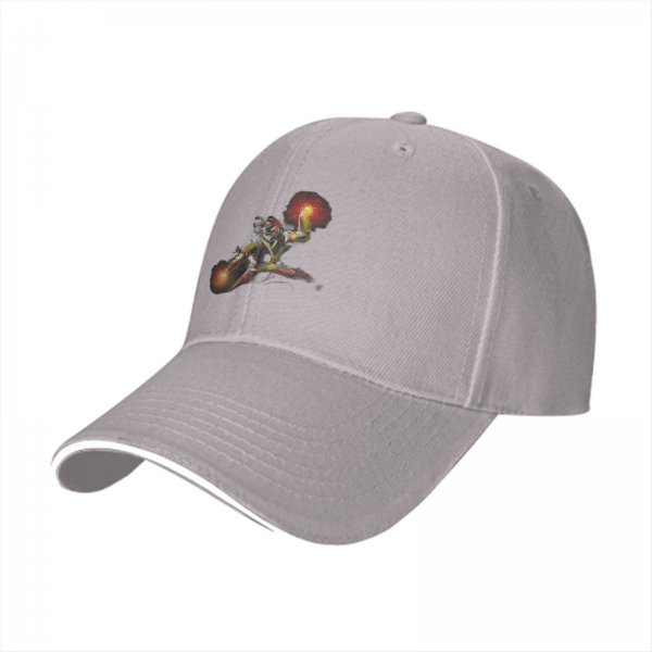 Black Baseball Cap With Flying Superhero Jet Pack Graphic