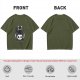 Olive green graphic t-shirt with black cat and skull print