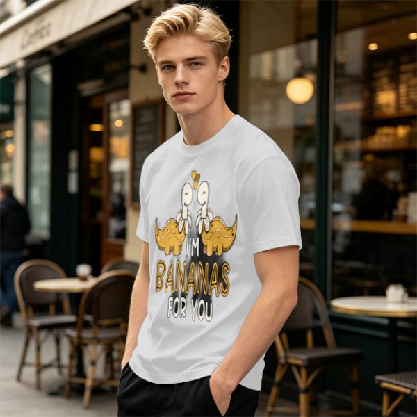 Olive T-Shirt With Cute Banana Dinosaur Love Graphic And I'm Bananas For You Text