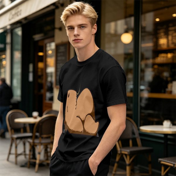 Olive Green T-Shirt With Capybara Rear View Graphic
