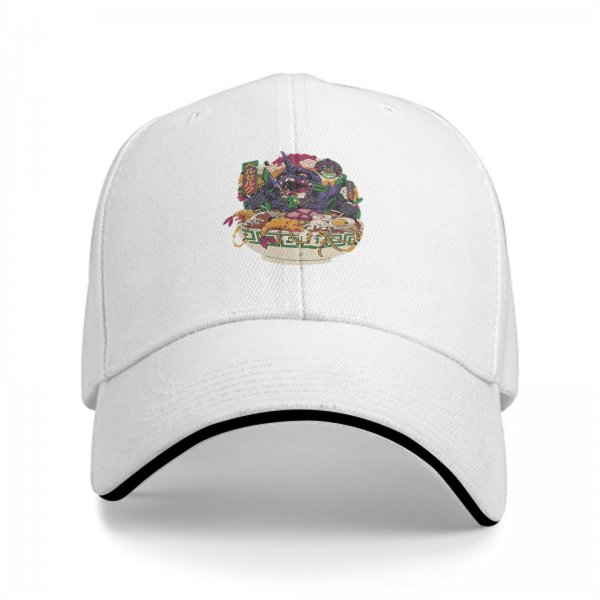 Black Baseball Cap With Monster Ramen Bowl Graphic