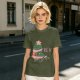 Olive T-shirt with Christmas T-Rex Dinosaur Graphic