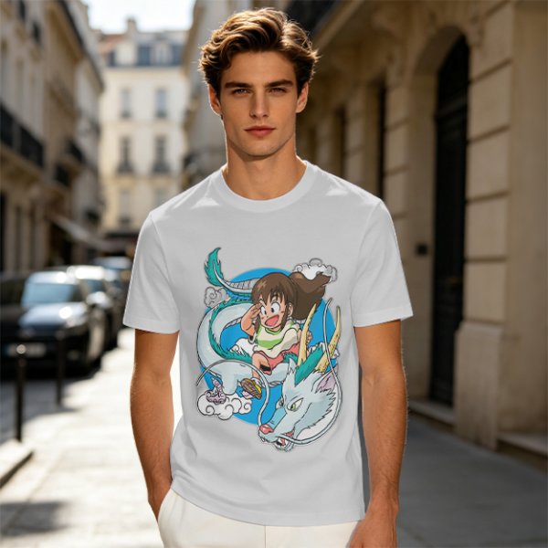 Spirited Away Chibi Haku and Chihiro Graphic T-Shirt
