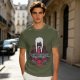 Olive graphic tee with dark fantasy character and tour print