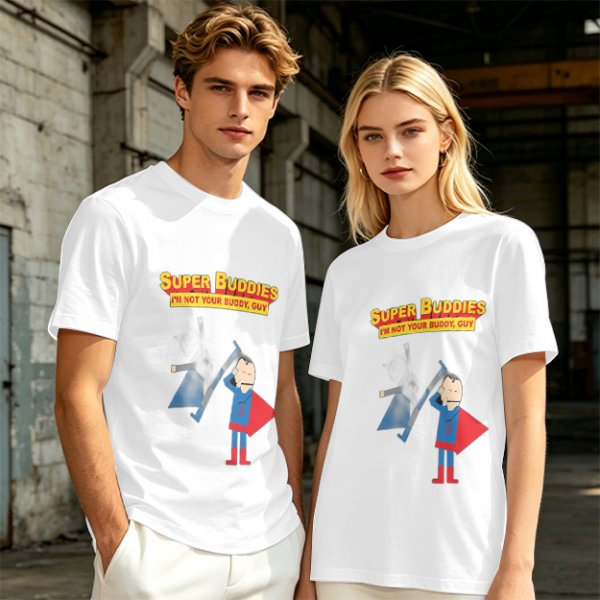 Olive T-Shirt With Super Buddies Superman Parody Print
