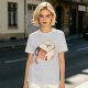 Olive T-Shirt With Whimsical Cat Mug Graphic Print