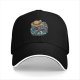 Black Baseball Cap with One Piece Straw Hat Pirate Graphic