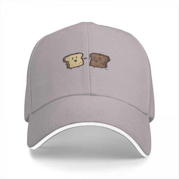 Black Baseball Cap With Cute Bread Slice Friends Graphic